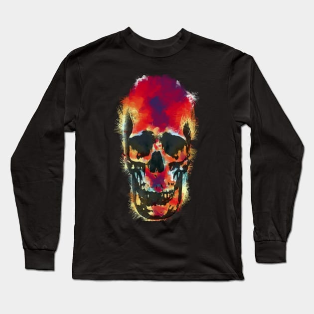 paint splattered skull Long Sleeve T-Shirt by Daribo